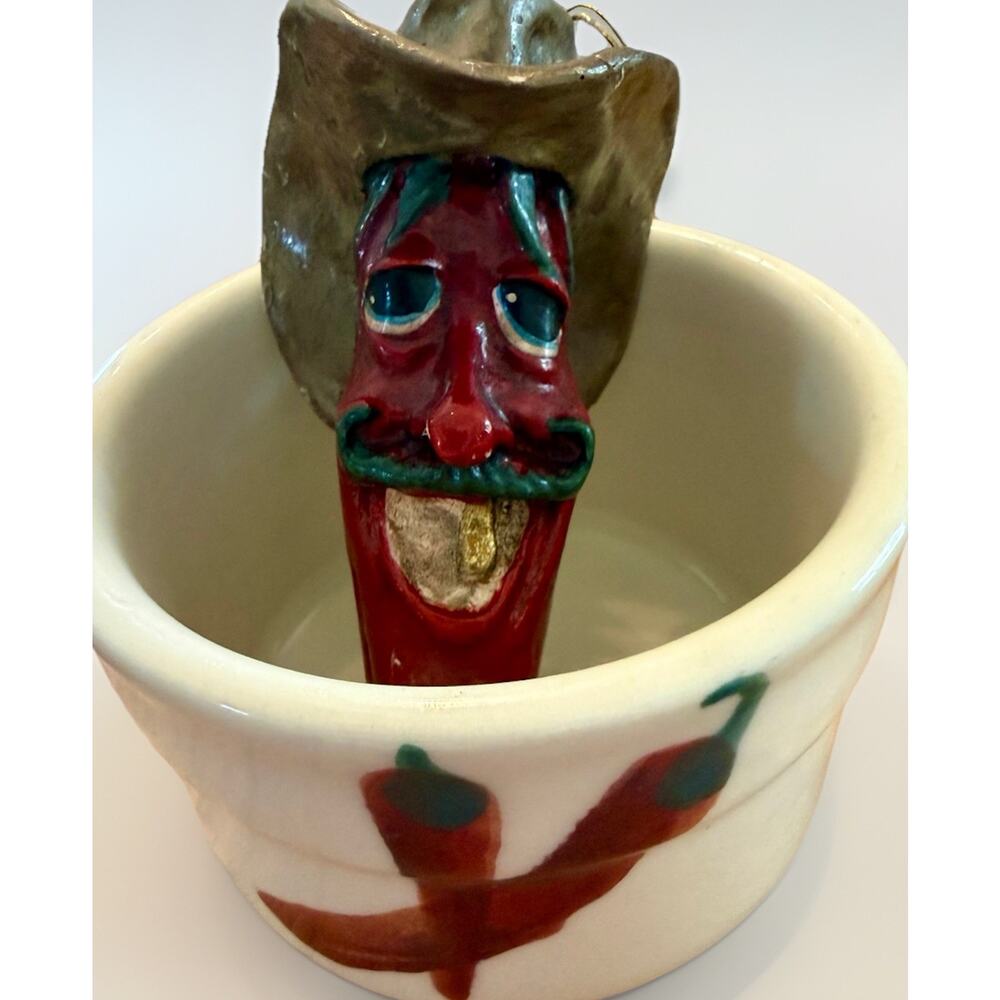 HARTSTONE RAMEKIN Chili Pepper With Ornament Hand-painted Signed USA